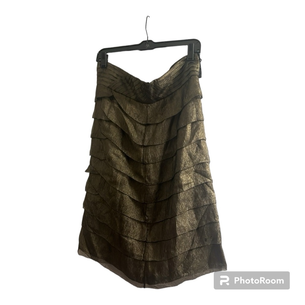 Bill Blass bronze silk pencil skirt
